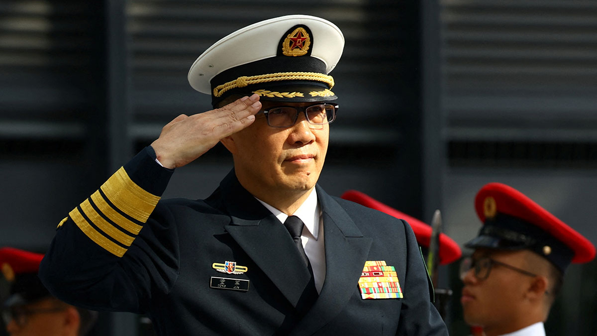 China's newly appointed Defence Minister Dong Jun inspects honour guards as part of the third Singapore-China Defence Minister's Dialogue at the Ministry of Defence in Singapore on 30 May, 2024. Reuters China's newly appointed Defence Minister Dong Jun inspects honour guards as part of the third Singapore-China Defence Minister's Dialogue at the Ministry of Defence in Singapore on 30 May, 2024. Reuters