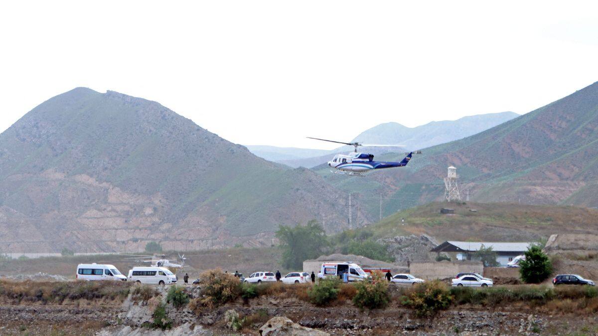 A helicopter carrying Iran's President Ebrahim Raisi takes off, near the Iran-Azerbaijan border, 19 May, 2024. WANA via Reuters