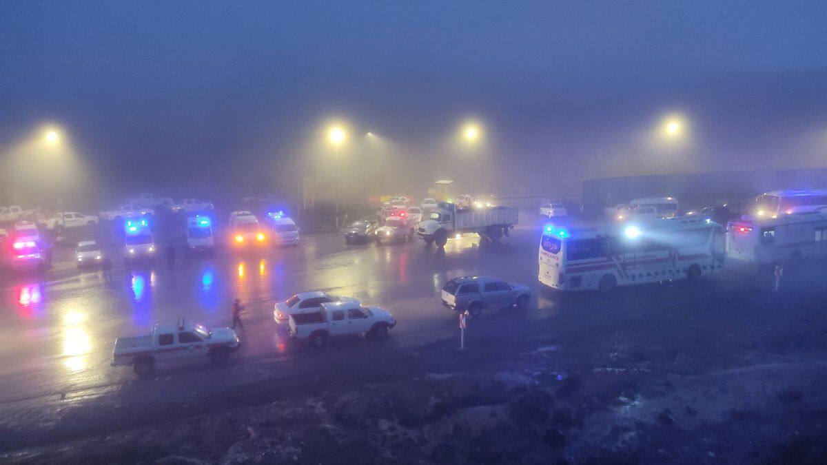 Rescue vehicles are seen following a crash of a helicopter carrying Iran's President Ebrahim Raisi, in Varzaqan , East Azerbaijan Province, Iran, 19 May, 2024. WANA via Reuters