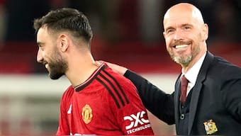 Manchester United's head coach Erik ten Hag could face sack if they lose in FA Cup final. AP