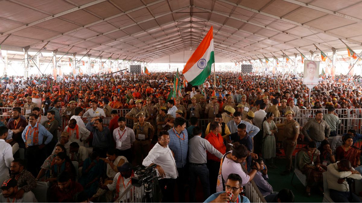 Supporters of Prime Minister Narendra Modi attend an election campaign rally in Meerut, Uttar Pradesh, 31 March, 2024. Reuters Supporters of Prime Minister Narendra Modi attend an election campaign rally in Meerut, Uttar Pradesh, 31 March, 2024. Reuters