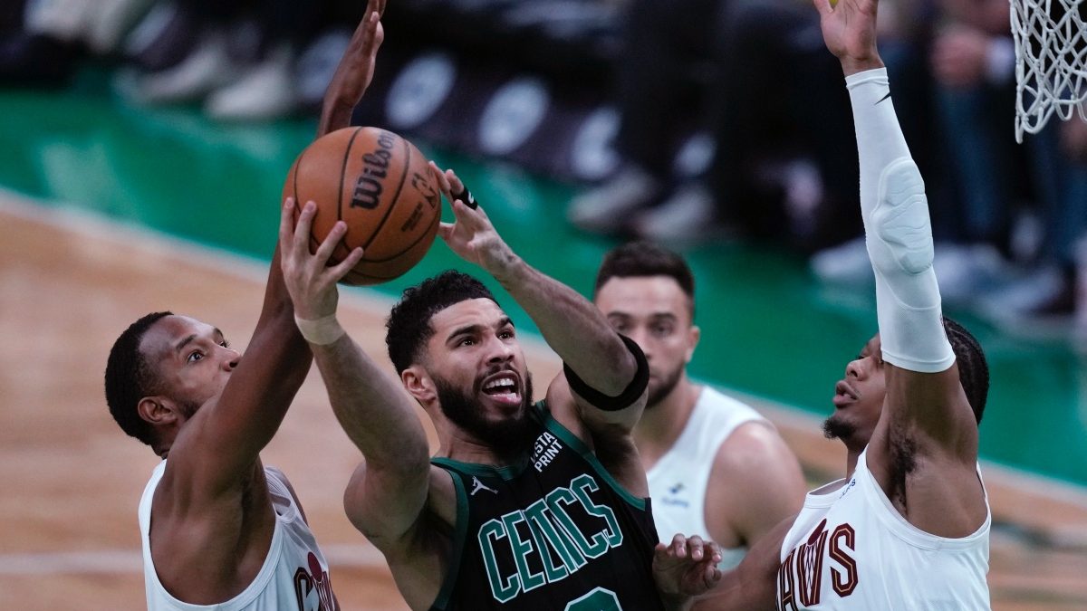 Boston Celtics forward Jayson Tatum drives to the basket against the Cleveland Cavaliers during Game 5 of the NBA Playoffs. AP Boston Celtics forward Jayson Tatum drives to the basket against the Cleveland Cavaliers during Game 5 of the NBA Playoffs. AP