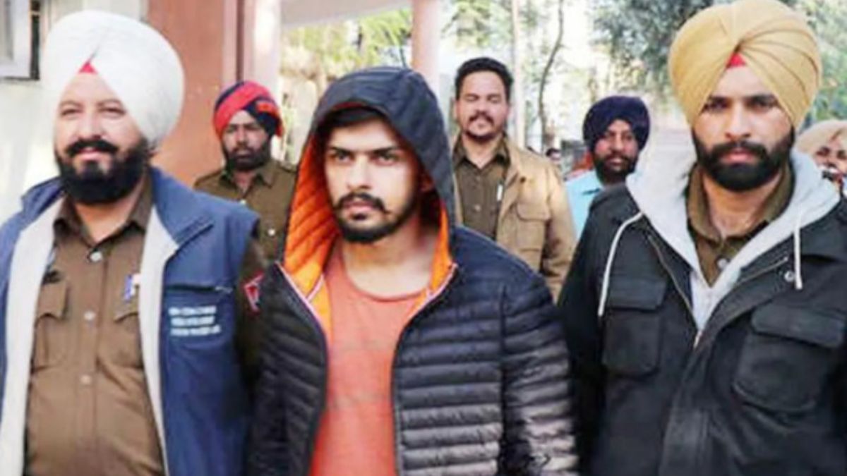 Gangster Lawrence Bishnoi (centre) is currently incarcerated in India. File Image Gangster Lawrence Bishnoi (centre) is currently incarcerated in India. File Image