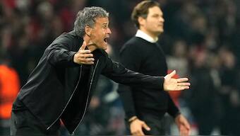PSG manager Luis Enrique (in the front) during the UEFA Champions League game against Borussia Dortmund. AP