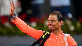 Rafael Nadal, of Spain, waves to the crowd after losing a match against Jiri Lehecka, of Czech Republic, during the Mutua Madrid Open. AP