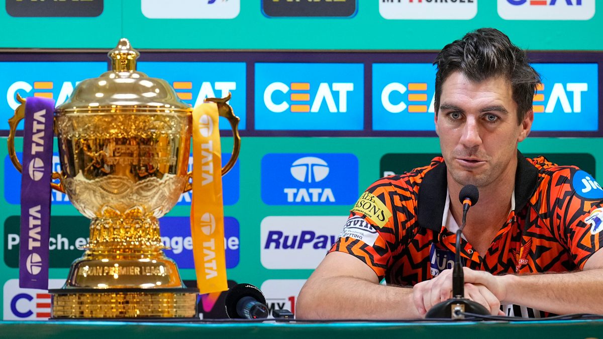 Sunrisers Hyderabad captain Pat Cummins speaks to reporters ahead of the IPL 2024 final against Kolkata Knight Riders at Chennai's MA Chidambaram Stadium. PTI Sunrisers Hyderabad captain Pat Cummins speaks to reporters ahead of the IPL 2024 final against Kolkata Knight Riders at Chennai's MA Chidambaram Stadium. PTI
