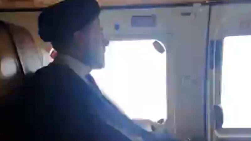 A screen grab from an IRIB via Tasnim News video shows Iranian President Ebrahim Raisi on a helicopter in Iran on May 19