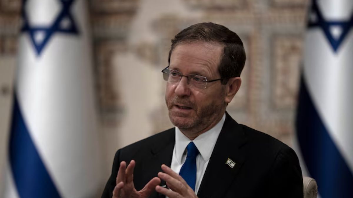 Israel's President Isaac Herzog speaks during an interview at his official residence in Jerusalem. (PTI/File Photo)
Israel's President Isaac Herzog speaks during an interview at his official residence in Jerusalem. (PTI/File Photo)