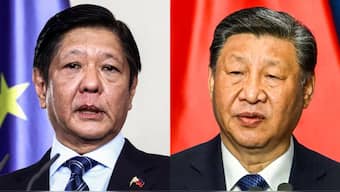 Philippine President Ferdinand Marcos Jr. and Chinese President Xi Jinping. Tensions between the two countries are escalating over territory in the South China Sea. (Source photos by Reuters)
