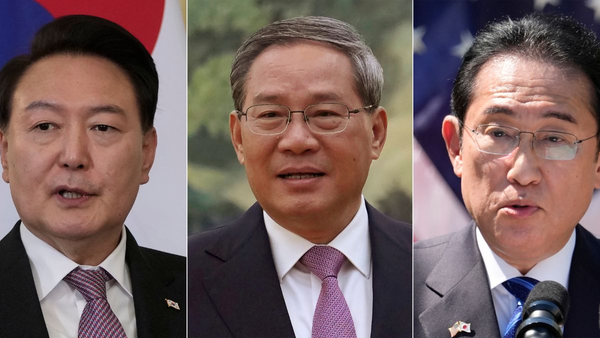 South Korean President Yoon Suk Yeol (left), Chinese Premier Li Qiang (center) and Japanese Prime Minister Fumio Kishida.- File Photo- AP South Korean President Yoon Suk Yeol (left), Chinese Premier Li Qiang (center) and Japanese Prime Minister Fumio Kishida.- File Photo- AP