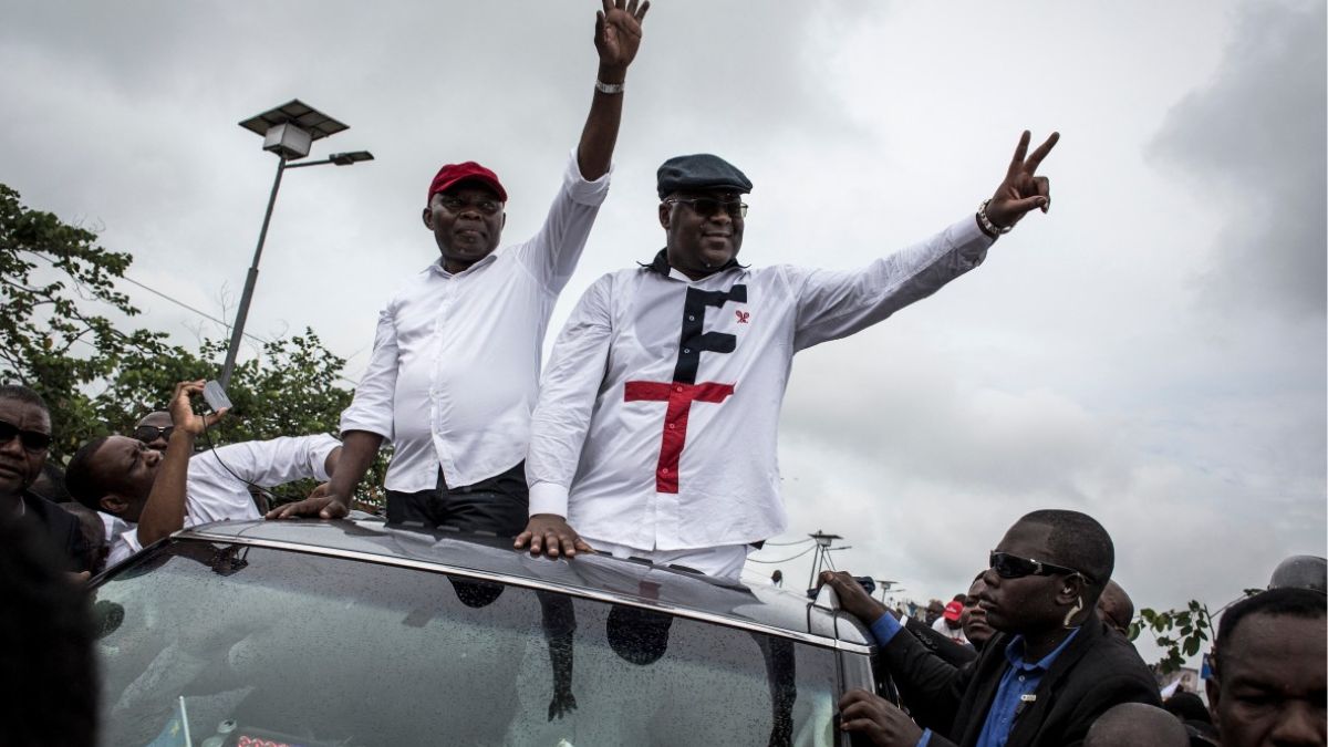 Congolese main opposition figures, leader of the Union for Democracy and Social Progress (UDPS) Felix Tshisekedi (R) and his running mate leader of the Union for the Congolese Nation (Union pour la Nation Congolaise, UNC) Vital Kamerhe(L) wave from a car to their supporters after arriving in Kinshasa on November 27, 2018. - File Photo- AFP Congolese main opposition figures, leader of the Union for Democracy and Social Progress (UDPS) Felix Tshisekedi (R) and his running mate leader of the Union for the Congolese Nation (Union pour la Nation Congolaise, UNC) Vital Kamerhe(L) wave from a car to their supporters after arriving in Kinshasa on November 27, 2018. - File Photo- AFP