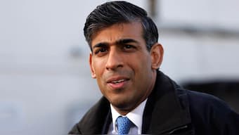 (File) Britain's Prime Minister Rishi Sunak looks on during a media visit to Harlow Police Station in Essex, England, on 16 February, 2024. AP