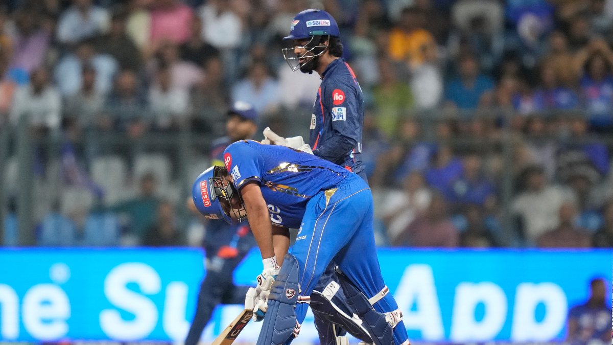Rohit Sharma reacts after getting dismissed off Ravi Bishnoi's bowling during the Mumbai Indians' final game of IPL 2024 against Lucknow Super Giants at Mumbai's Wankhede Stadium. AP Rohit Sharma reacts after getting dismissed off Ravi Bishnoi's bowling during the Mumbai Indians' final game of IPL 2024 against Lucknow Super Giants at Mumbai's Wankhede Stadium. AP