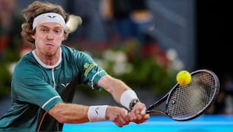 Andrey Rublev ended Carlos Alcaraz's Madrid Open campaign in the quarter-finals. AP