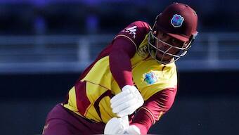 File image of Shimron Hetmyer in action for West Indies during the 2021 T20 World Cup. Reuters 