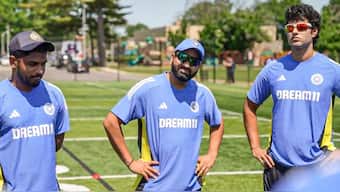 Indian cricket team players during a training session at Cantiague Park in New York for the T20 World Cup. PTI