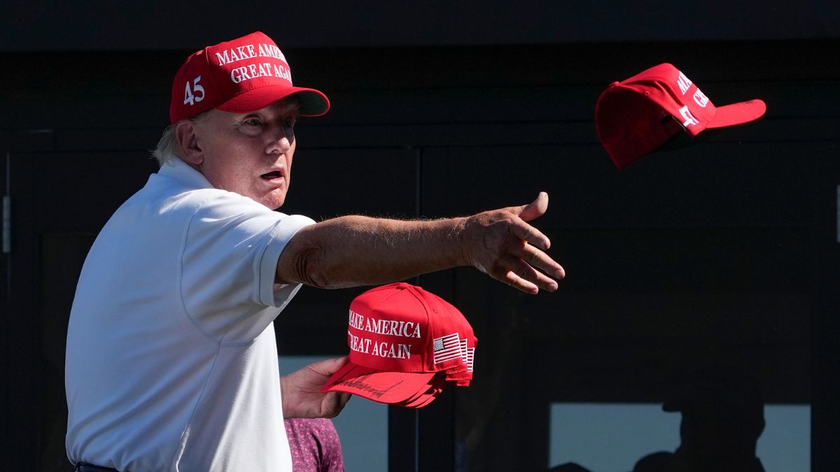 Former US President Donald Trump throws autographed hats to the crowd during the final round of the Bedminster Invitational LIV Golf tournament in Bedminster, New Jersey on 13 August, 2023. File Image/AP Former US President Donald Trump throws autographed hats to the crowd during the final round of the Bedminster Invitational LIV Golf tournament in Bedminster, New Jersey on 13 August, 2023. File Image/AP