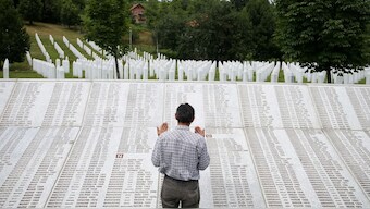 
On July 11, 1995, Bosnian Serbs took control of a safe enclave in Srebrenica that was guarded by the UN. At least 8,000 Muslim Bosniak men and boys were murdered after being split up from their spouses, mothers, and sisters Image Courtesy Reuters