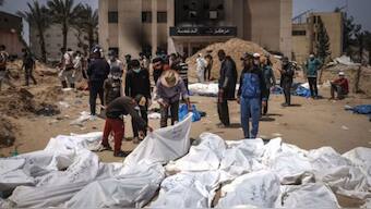 Mass graves have been reported at Gaza's Al-Shifa Hospital, Nasser Hospital, and Kamel Adwan. (Photo: AFP)
