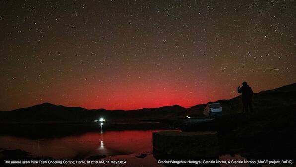 Watch: Ladakh's sky lights up with crimson hues amid solar storm