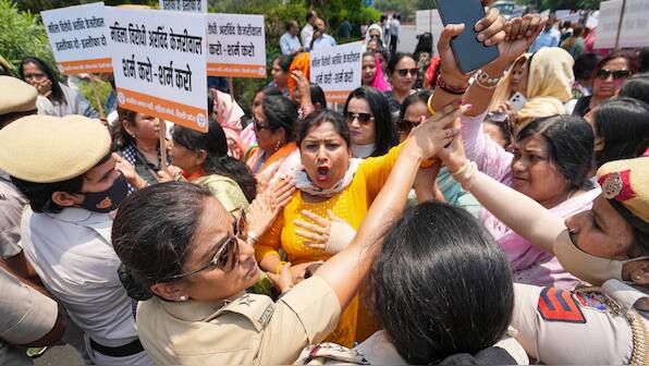Swati Maliwal assault case: BJP women workers stage protest near CM Kejriwal's residence