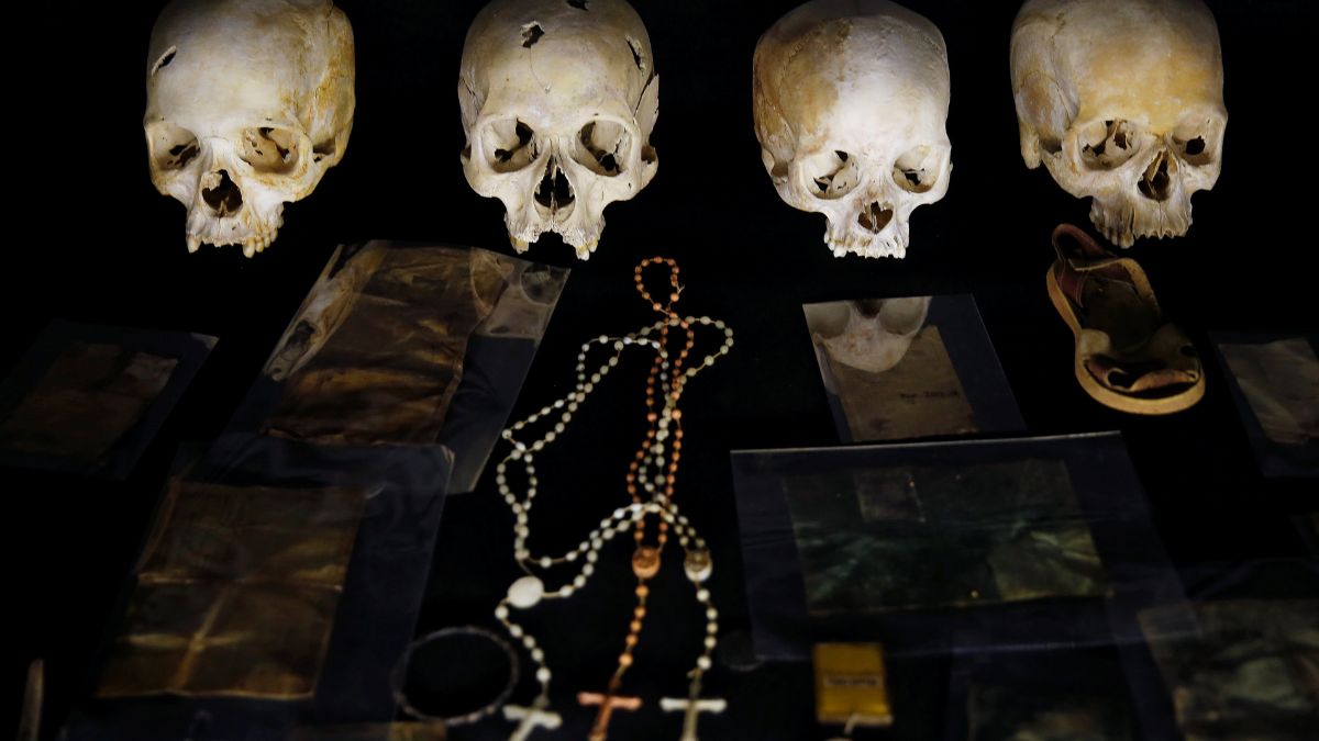 Sculls and personal items of victims of the Rwandan genocide are seen as part of a display at the Genocide Memorial in Gisozi in Kigali, Rwanda April 6, 2019.REUTERS Sculls and personal items of victims of the Rwandan genocide are seen as part of a display at the Genocide Memorial in Gisozi in Kigali, Rwanda April 6, 2019.REUTERS