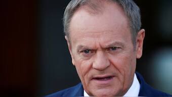 Polish Prime Minister Donald Tusk addresses the media as he meets with European Council President Charles Michel at the Palace on the Isle in Royal Lazienki Park in Warsaw, Poland. Reuters