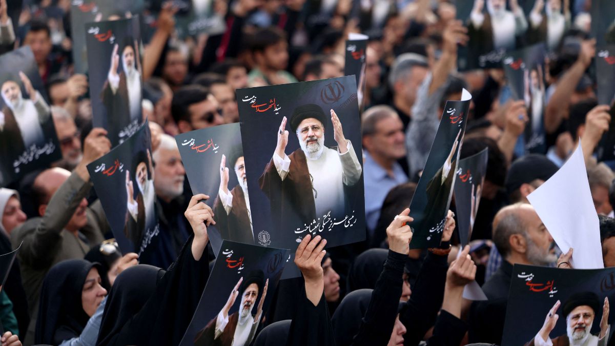 Iranians gather at Valiasr Square in central Tehran to mourn the death of President Ebrahim Raisi, Foreign Minister Hossein Amir-Abdollahian and seven others in a helicopter crash the previous day, on May 20, 2024. Iranians gather at Valiasr Square in central Tehran to mourn the death of President Ebrahim Raisi, Foreign Minister Hossein Amir-Abdollahian and seven others in a helicopter crash the previous day, on May 20, 2024.