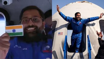 Captain Gopichand Thotakura, during his Blue Origin flight. Image Credit: Blue Origin