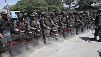 Pakistan paramilitary troopers with riot gear. Source: File / AP