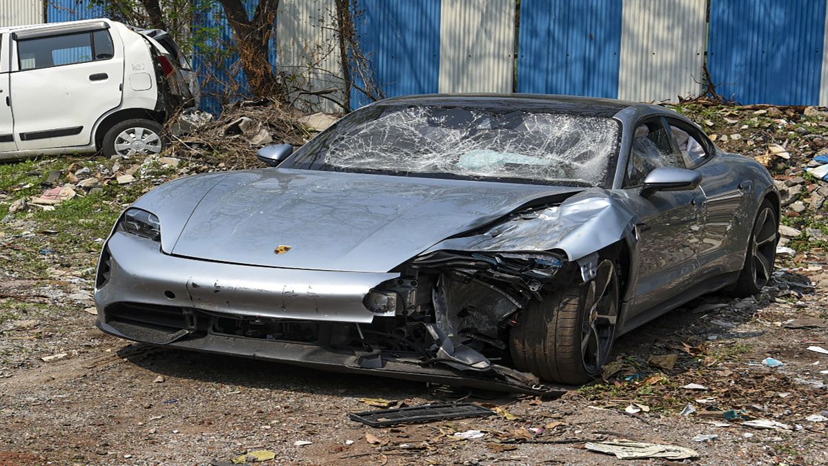 The Porsche car found without number plate, in Pune. The car was allegedly driven by a 17-year-old boy who knocked down two motorbike riders on Sunday, causing their death in Kalyani Nagar of Pune city, as the police claim. PTI The Porsche car found without number plate, in Pune. The car was allegedly driven by a 17-year-old boy who knocked down two motorbike riders on Sunday, causing their death in Kalyani Nagar of Pune city, as the police claim. PTI