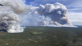 A view of the Parker Lake wildfire near Fort Nelson, BC, Canada. AP
