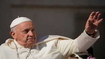 Pope Francis arrives for his weekly general audience in St. Peter's Square, at the Vatican, Wednesday, 5 June 2024. AP