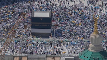 Muslim pilgrims circumambulate the Kaaba, the cubic building at the Grand Mosque, during the annual Hajj pilgrimage in Mecca, Saudi Arabia, Monday, 17 June 2024. AP