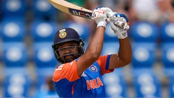 Rohit Sharma got to his half-century against Australia off just 19 balls. AP 