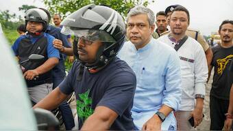 Railways Minister Ashwini Vaishnaw on his way to the site of collision between the Kanchanjungha Express and a goods train near Rangapani railway station, on 17 June, 2024. PTI