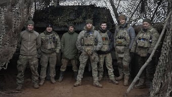 Soldiers of 12th Special Forces Brigade Azov of the National Guard pose for a photo at the 155mm self-propelled gun M109 Paladin at the front line, near Kreminna, Luhansk region, Ukraine, Sunday, Jan. 28, 2024. The U.S. has removed restrictions on the transfer of American weapons and training to a high-profile Ukrainian military unit with a checkered past, the State Department said on Tuesday, 11 June, 2024. File image/AP