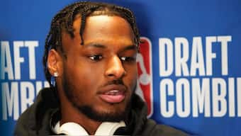 Bronny James during the 2024 NBA Draft Combine at Wintrust Arena. USA Today Sports/Reuters