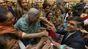 Sunak during his visit to the iconic BAPS Swaminarayan Mandir complex where he performed puja and praised India for winning the T20 world cup. Source: X