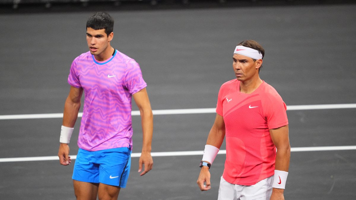 Carlos Alcaraz and Rafael Nadal will represent Spain in the tennis men's doubles event at the 2024 Paris Olympics. AFP Carlos Alcaraz and Rafael Nadal will represent Spain in the tennis men's doubles event at the 2024 Paris Olympics. AFP
