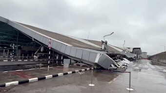 Roof of the Delhi airport's Terminal-1 collapsed amid heavy rain, early Friday, on June 28, 2024. PTI
