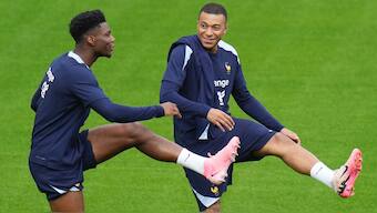 France's Kylian Mbappe and Aurelien Tchouameni in training ahead of Euro 2024 opener against Austria. AP