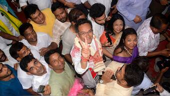 Newly Congress MP Gaurav Gogoi being felicited at the party office Rajiv Bhawan in Guwahati, on 7 June, 2024. PTI