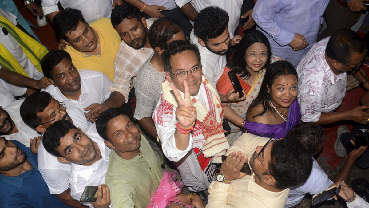 Newly Congress MP Gaurav Gogoi being felicited at the party office Rajiv Bhawan in Guwahati, on 7 June, 2024. PTI Newly Congress MP Gaurav Gogoi being felicited at the party office Rajiv Bhawan in Guwahati, on 7 June, 2024. PTI