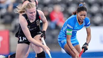 India women's hockey team player Salima Tete in action against Germany in the FIH Pro League encounter in London. Image: Worldsportpics/Hockey India