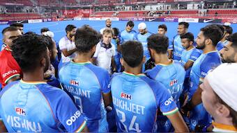 India men's hockey team at the FIH Hockey Pro League. Image: Hockey India/Adimazes