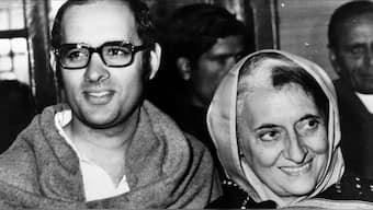 (L-R) Sanjay Gandhi with his mother former prime minister Indira Gandhi