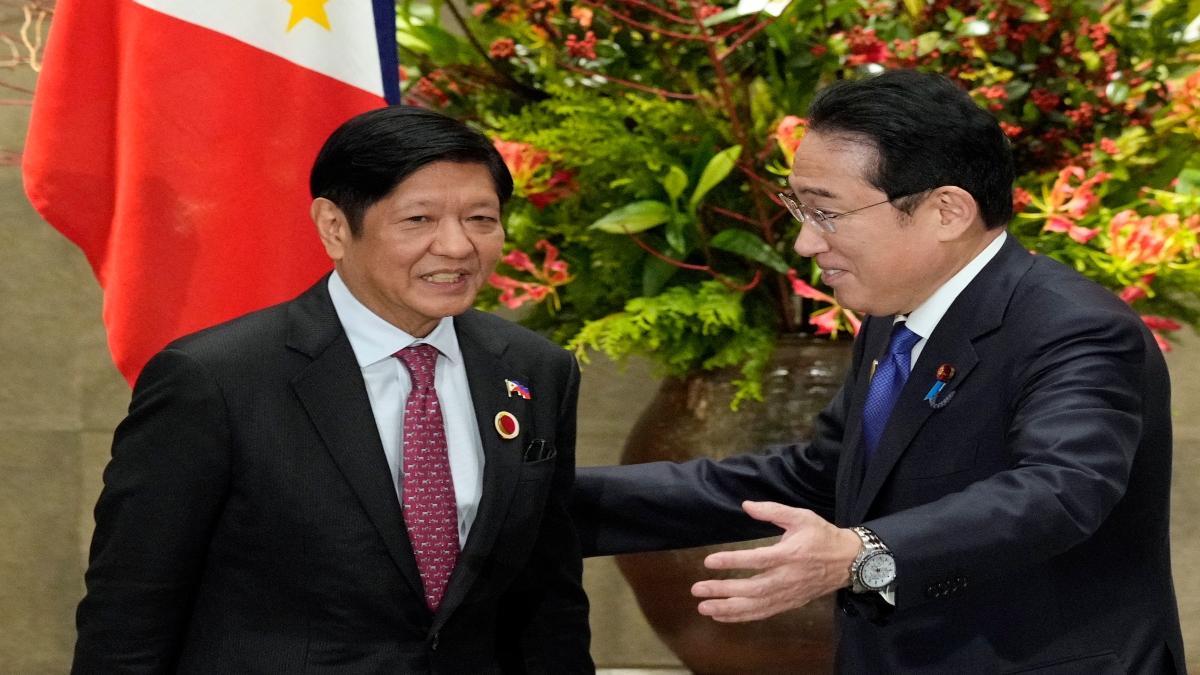 Japan's Prime Minister Fumio Kishida, right, greets Philippines' President Ferdinand Marcos Jr., prior to their bilateral meeting at the prime minister's official residence in Tokyo, 0n December 17, 2023, on the sidelines of the Commemorative Summit for the 50th Year of ASEAN-Japan Friendship and Cooperation. AP File Japan's Prime Minister Fumio Kishida, right, greets Philippines' President Ferdinand Marcos Jr., prior to their bilateral meeting at the prime minister's official residence in Tokyo, 0n December 17, 2023, on the sidelines of the Commemorative Summit for the 50th Year of ASEAN-Japan Friendship and Cooperation. AP File