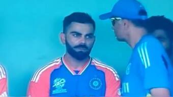 Virat Kohli was consoled by India head coach Rahul Dravid after the former's dismissal in the T20 World Cup semi-final against England. Image: Screengrab 