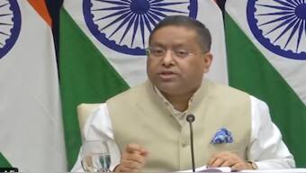 MEA Spokesperson Randhir Jaiswal addresses a press briefing on Friday. ANI